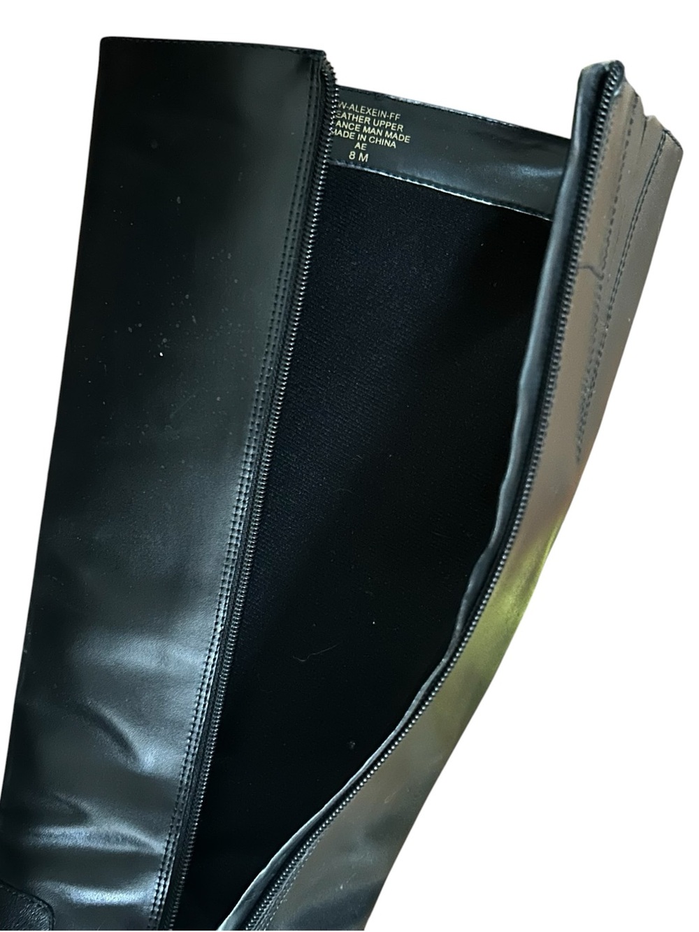 Westies Alexein Black Knee High Boots Women’s‎ Size 8M Leather Zip Block Heel - Picture 7 of 10
